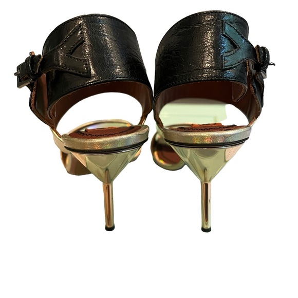 Missoni Shiny Gold with Black Buckle Slingback Sandals, Sz 37 - Picture 9 of 15